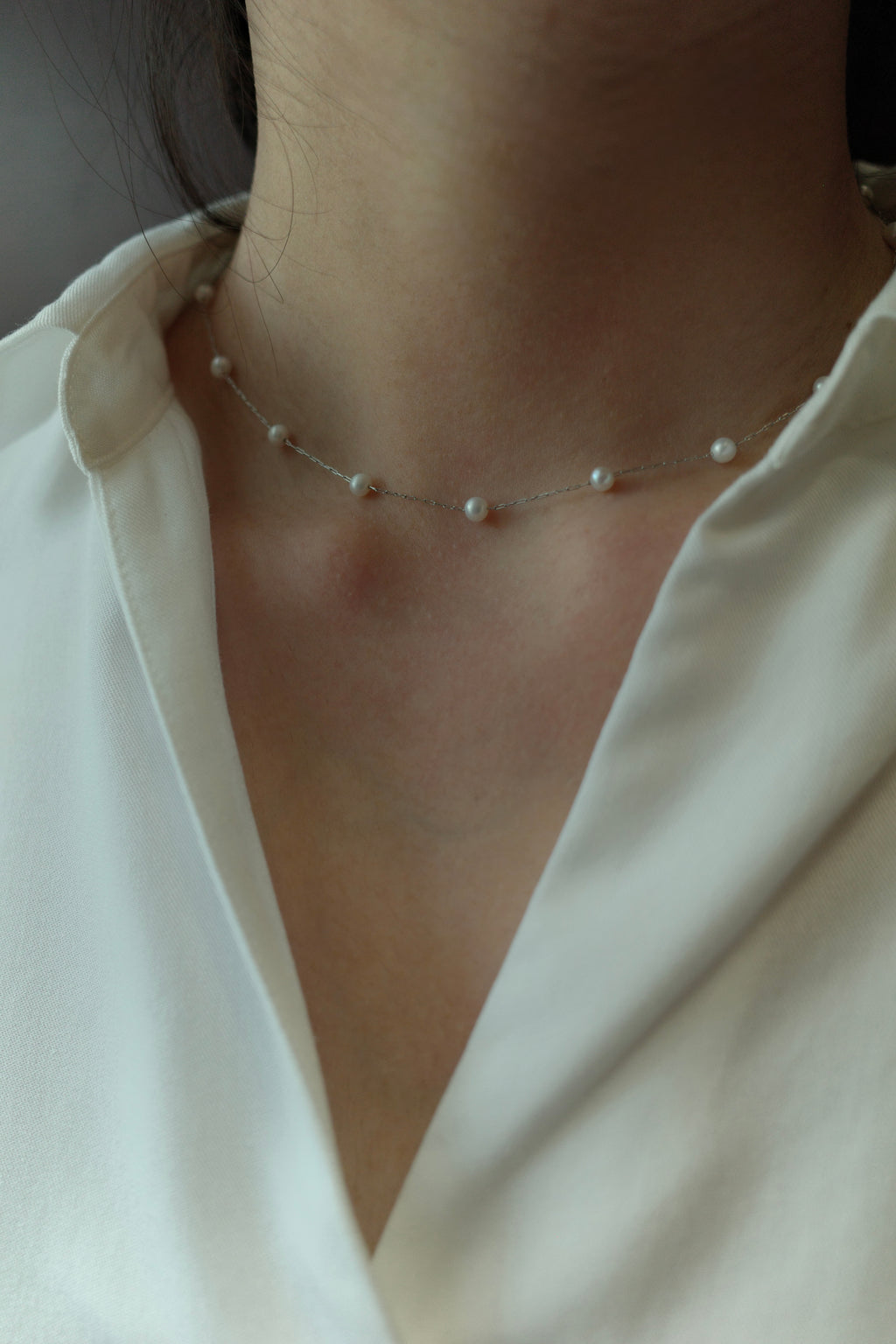 [Titanium Chain] Pearl Dance Necklace